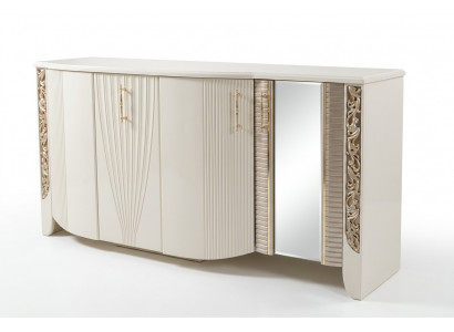 Elegantes Beiges Holz Sideboard mit Spiegel in modernem Design