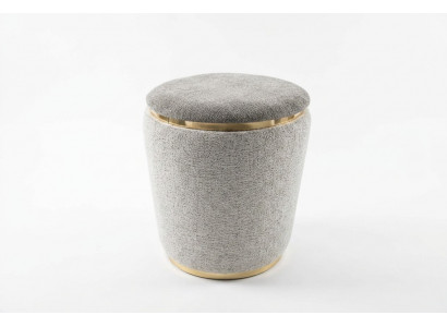 Beiger Holz-Textil Hocker modern eleganter Sitzpuff