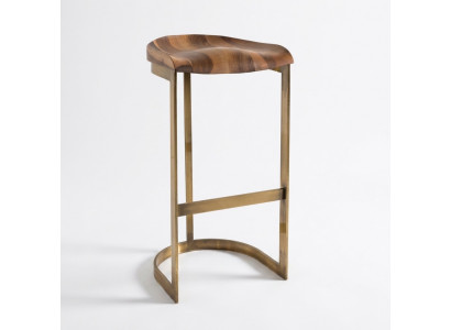Brauner Holz Barstuhl Elegant Modern Sitzhocker für Wohnzimmer
