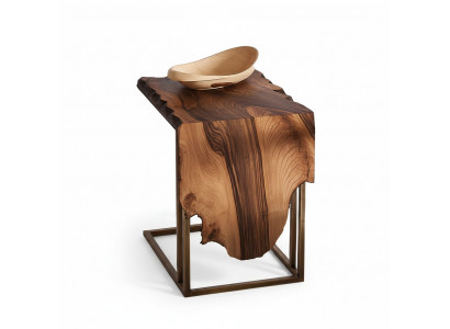 Beistelltisch aus Holz und Metall in Braun modern elegant