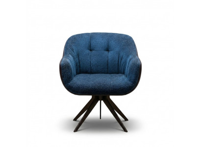 Moderner blauer Stoffsessel aus Holz mit elegantem Design