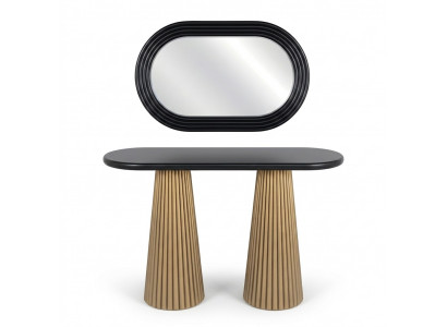 Schminktisch aus Holz in Schwarz mit Spiegel modern elegant