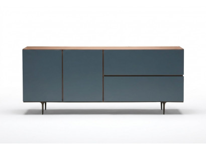 Blaue Holz-Konsole modern, elegante Ablagefläche, robustes Design
