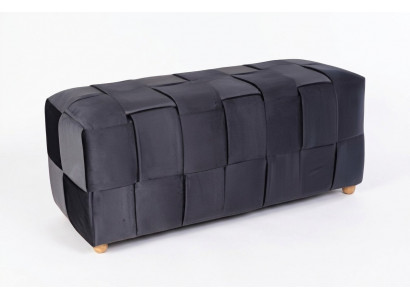 Schwarzer Holz-Textil Hocker im eleganten Design