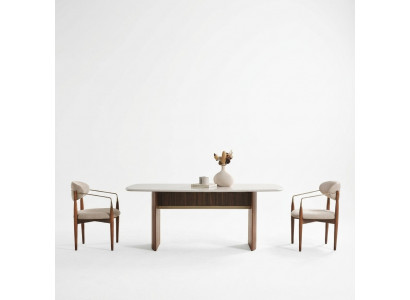 Elegantes Esszimmer-Set aus Holz in Beige mit modernem Design