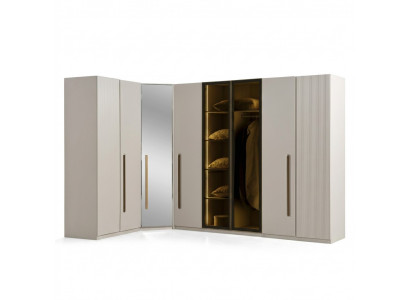 Eckschrank Holz Beige Elegant Modern
