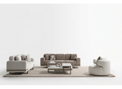 Moderner Wohnzimmer-Set Stoffbeige mit 2 Sofas und Sessel