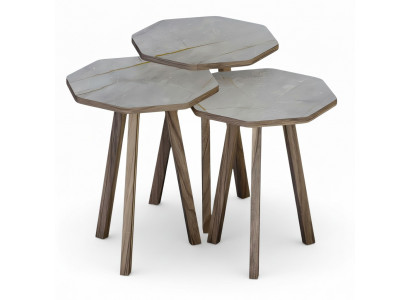 Moderner grauer Holz-Couchtisch-Set für Wohnzimmer