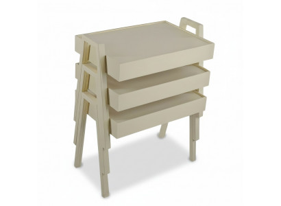 Weiße Holz Couchtisch-Set modern elegant für Wohnzimmer