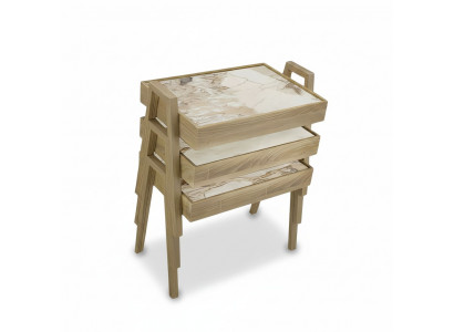 Couchtisch-Set aus Holz in Beige elegant und stilvoll