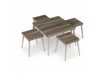 Wohnzimmer-Set aus Holz in Braun modern elegant
