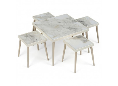 Elegantes Wohnzimmer-Set aus Holz in Beige mit modernem Design