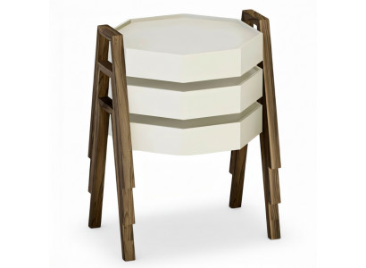 Elegantes Beiges Holz Couchtisch-Set in Modernem Design