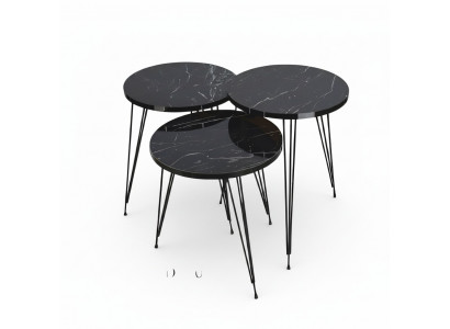 Elegantes schwarzes Couchtisch-Set aus Holz und Metall