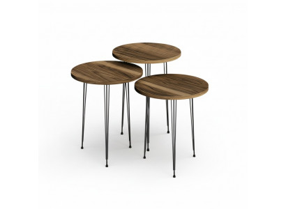 Elegantes braunes Couchtisch-Set aus Holz und Metall
