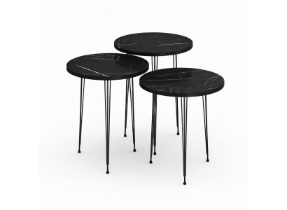 Elegantes schwarzes Couchtisch-Set aus Holz und Metall