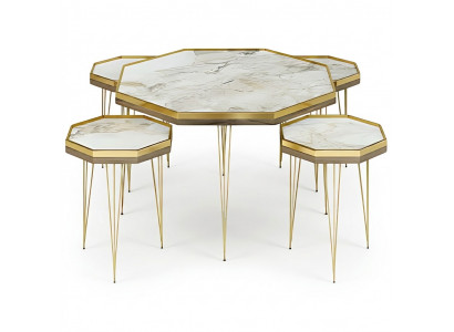 Moderner Wohnzimmer-Set in Mehrfarbig aus MDF und Edelstahl