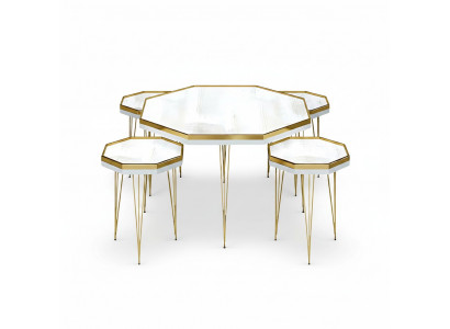 Wohnzimmer-Set Weiß Modern MDF Edelstahl Elegant