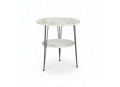 Beistelltisch aus Metall in Beige modern eleganter Wohnstil