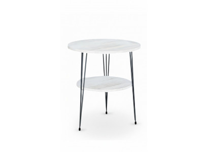 Beistelltisch aus Metall in Weiß modern eleganter Wohnzimmertisch
