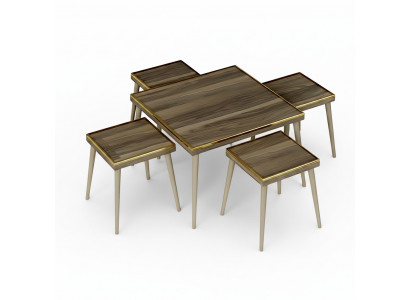 Wohnzimmer-Set Braun Holz Edelstahl Modern Elegant