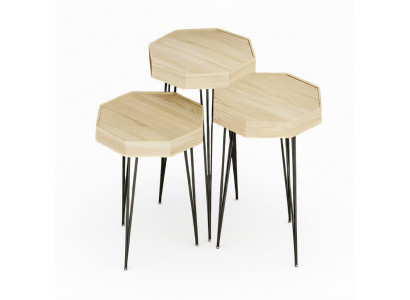 Beistelltisch Holz Beige Elegant Modern