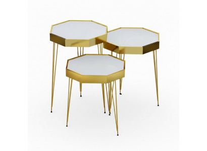 Weiße Holz Beistelltische im minimalistischen Design