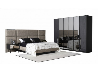 Design Komplett Möbel Moderne Schlafzimmer Bett 2x Nachttische Kleiderschrank