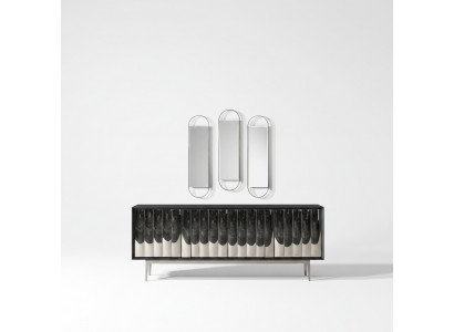 Schwarzes modernes Sideboard aus Holz und Glas