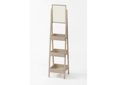 Elegantes Beiges Regal mit Spiegel aus Holz und Glas