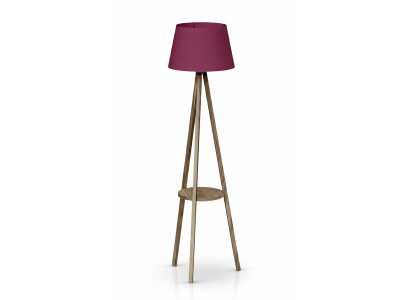Elegante lila Holz Stehlampe mit Regal modern