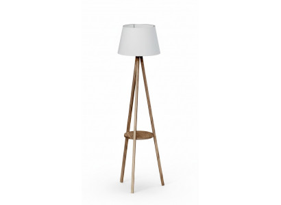 Weiße Holz Stehlampe mit Regal modern und stilvoll