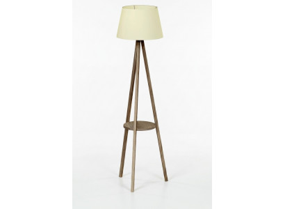 Stehlampe mit Regal aus Holz in Beige modern und stilvoll