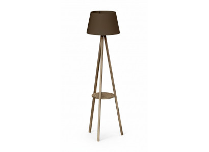 Stehlampe mit Regal aus Holz in Braun modern