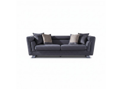 Graues Holz-Textil 3-Sitzer-Sofa modernes elegantes Wohnzimmermöbel