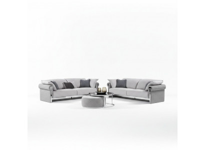 Grau Textil-Sofagarnitur 4+3 Sitzer modern Wohnzimmer Set