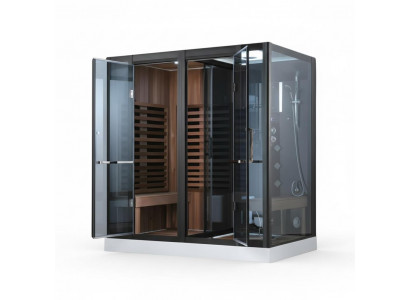 Wellness-Sauna mit Dusche Dampfbadkabine Multifunktionsdusche 200x130 cm