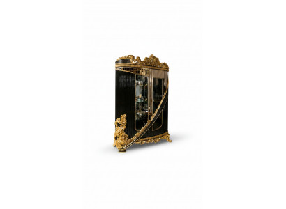 Schwarze Holz-Glas Vitrine im modernen Design robust und stilvoll