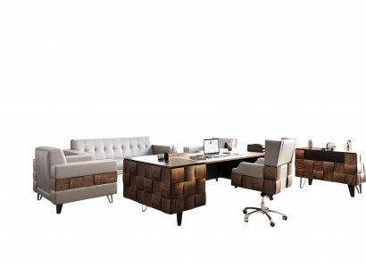Arbeitszimmer-Set Braun Holz modern mit Schreibtisch Sideboard