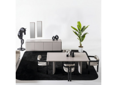 Elegantes Beiges Esszimmer Set mit Esstisch, Stühlen, Sideboard