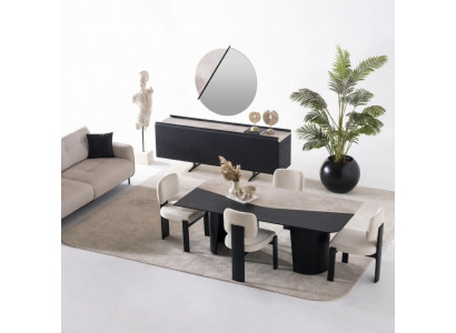 Mehrfarbiges Holz Esszimmer Set mit Esstisch, Stühlen, Sideboard