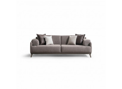 Modern braunes Stoffsofa 4-Sitzer mit Holzrahmen