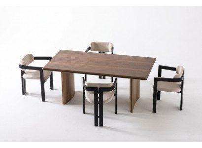 Elegantes braunes Esstisch- und Stuhlset aus Holz für modernes
