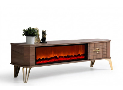 TV-Möbel mit Kamin und eleganten Beinen – ein moderner Akzent im Interieur