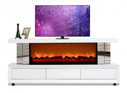 Hochwertiger TV-Lowboard mit Bluetooth-Musik und integriertem Kamin