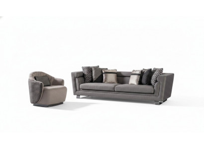 Wohnzimmer Sofagarnitur Grau Dreisitzer Sessel Luxus Couch Set 4 1 Sitzer