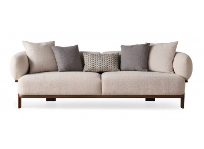 Einfarbiges Muster 3-Sitzer-Sofa Beige Modern Minimalistisches Design