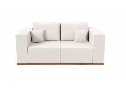 Stylischer Weißer 2-Sitzer Edle Polstercouch Wohnzimmer Textilsofa