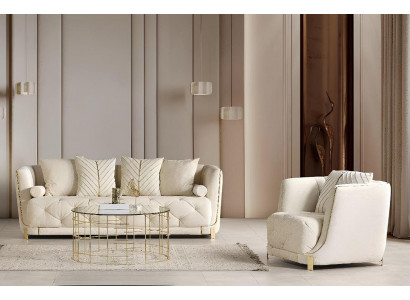 Modernes beiges Sofaset 3+1-Sitzer stilvolles 3-Sitzer-Sofa Sessel
