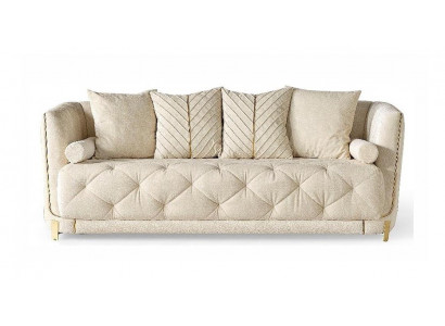 Luxuriöser beiger 3-Sitzer-Sofa Stoffsofa Polstermöbel für zu Hause